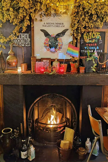 The fireplace at Bottom's Rest pub in Hove